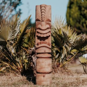 Gartenstatue Totem Tiki Polynesian aus Kokosnussholz – 100cm Lombok
