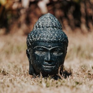 Gartenstatue Buddha-Kopf, schwarz antik 25cm