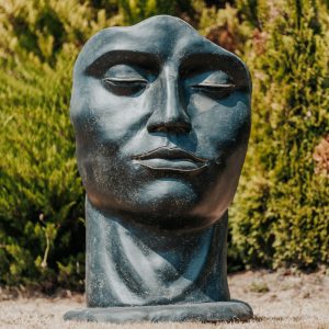 Antica statua greca nera con volto maschile 120 cm