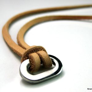 Collier lacet cuir homme anneau Acier inoxydable