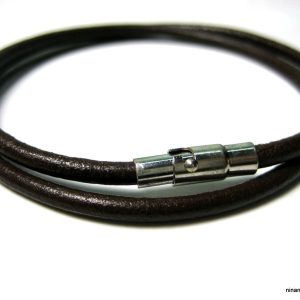 Bracelet Cuir Double Tour Homme Artisanal Avec Fermoir Acier Inoxydable