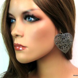 Boucles d&rsquo;oreilles coeur acier inoxydable