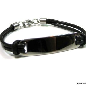 Gourmette Acier inoxydable Et Cuir