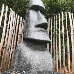 Gartenstatue Osterinsel MOAI 200cm schwarz antik – Längliches Gesicht