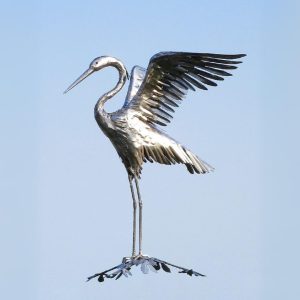 Statue héron cigogne en acier inoxydable 110cm