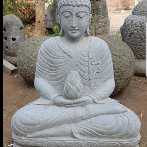 82 cm outdoor lotus flower seated Buddha statue in volcanic stone