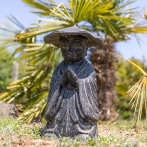 Statue eines Shaolin-Mönchs, antike schwarze Statuette 60cm