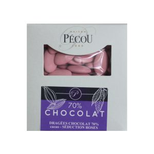 Dragées au chocolat 70% rose 1kg Pécou