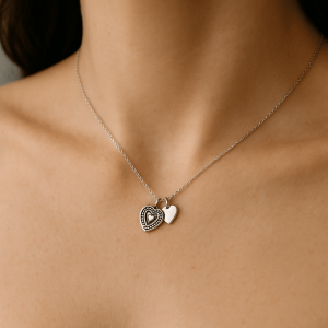 Collier Deux Cœurs en Argent 925 sur Chaîne – Bijou Artisanal Fait Main en France