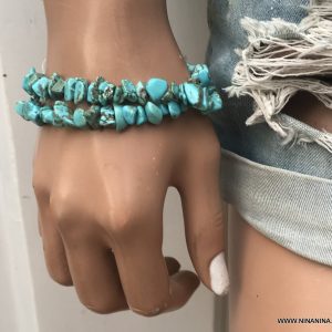 Bracelet perles turquoises 2 tours style boheme chic
