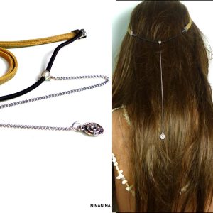 Headband Cuir daim Acier inoxydable