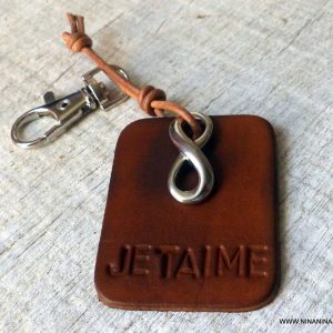Porte clés infini cuir personnalisé pendentif acier inoxydable