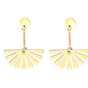 Boucles d oreilles eventail Acier inoxydable doré boheme chic