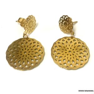 Boucles d oreilles rond Acier inoxydable doré femme