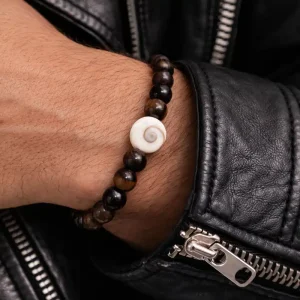 Bracelet Oeil du Tigre et sainte lucie artisanal – Bijou porte bonheur pour homme