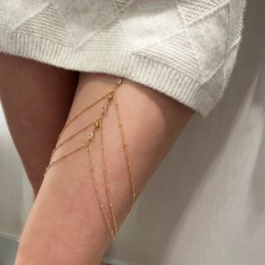 Chaine de cuisse Acier inoxydable doré et cristal