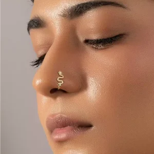 Faux Piercing Pour Le Nez Femme Serpent Plaqué Or