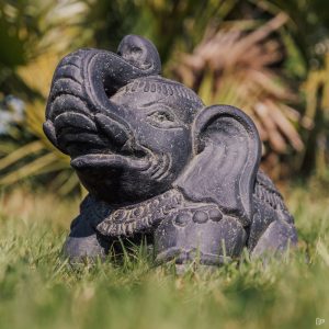 Estátua de elefante indiano decoração de jardim preto 33cm