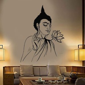 Sticker Bouddha Géant avec Fleur de Lotus